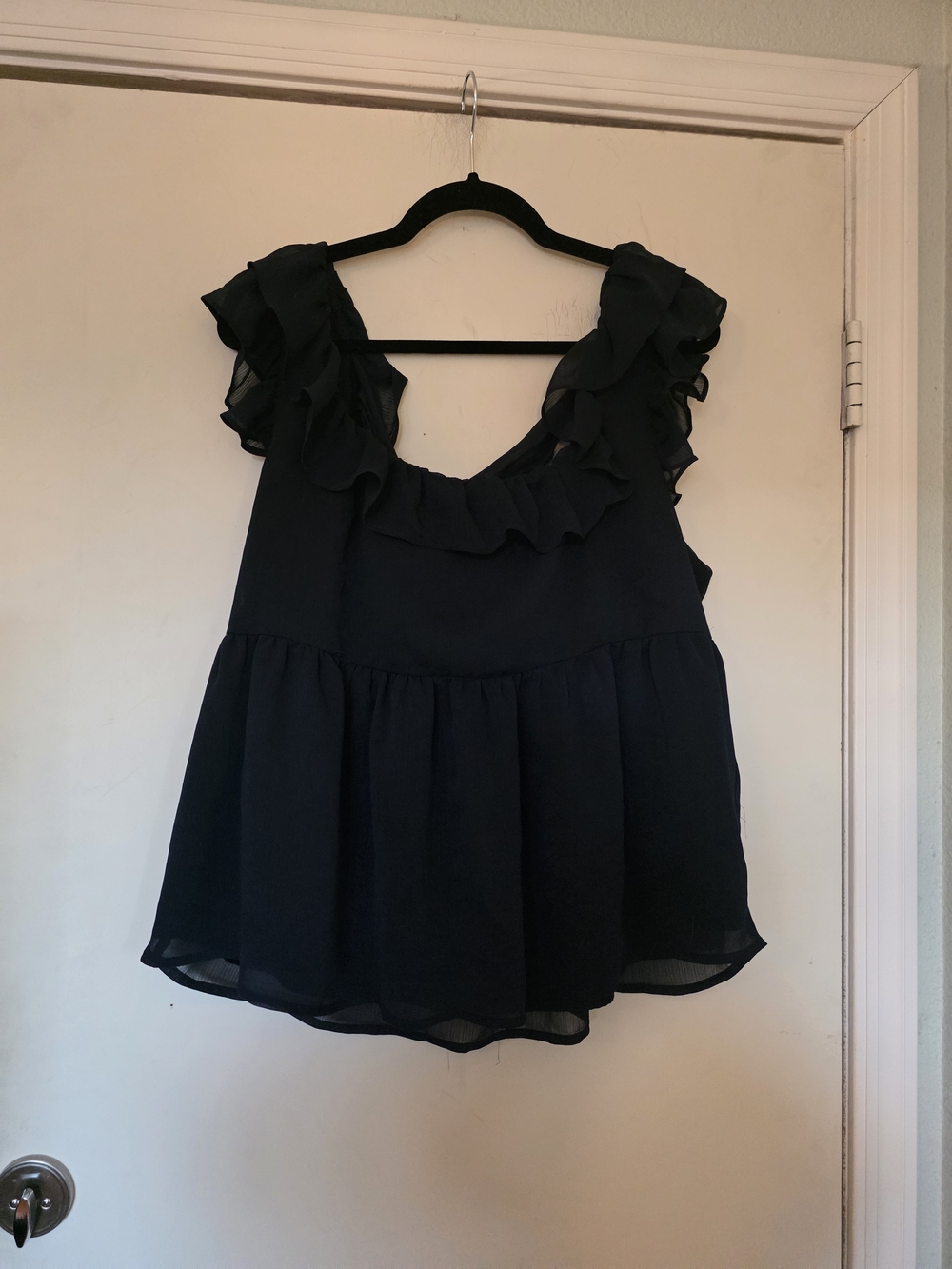 Banana Republic Navy Ruffle Top